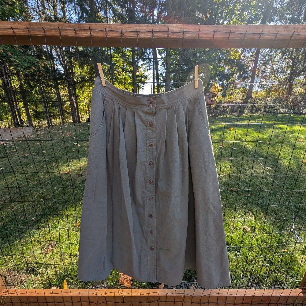 Vintage Olive Button Skirt